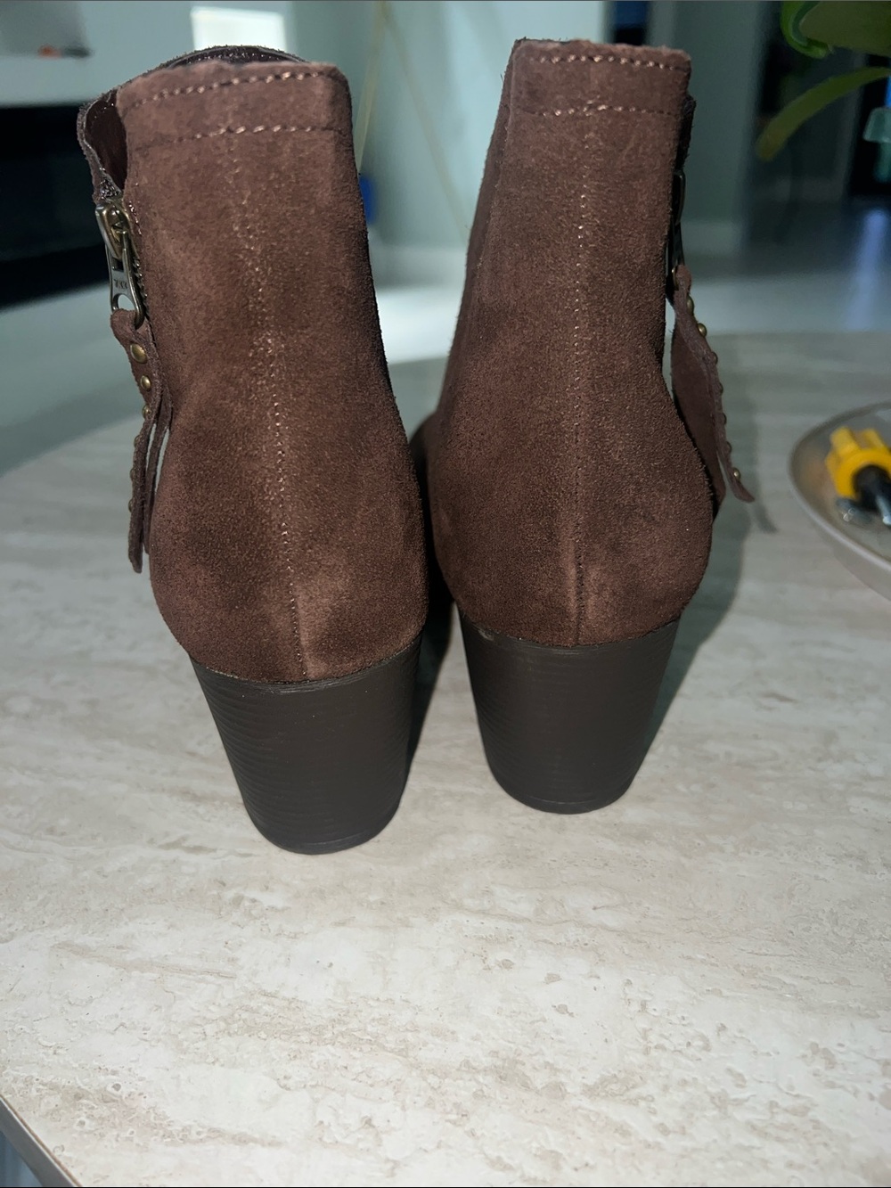 Skechers Chocolate Brown Suede Block Heel Ankle Boots - Picture 4 of 5